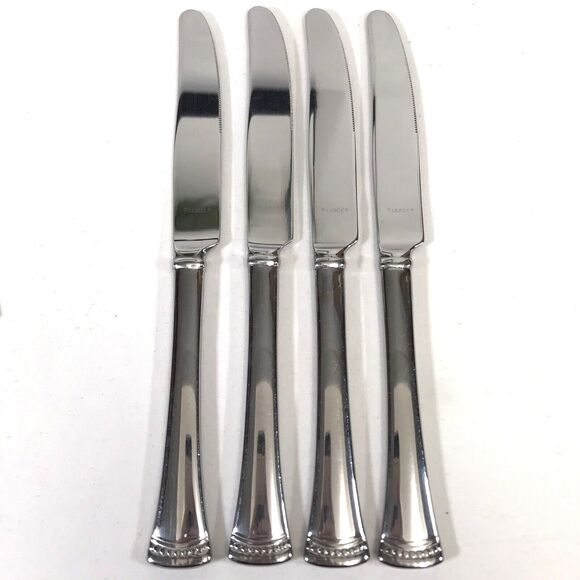 4 Lenox PORTOLA Dinner Knives Dot Band 18/10 Stainless Flatware Silverware - Picture 1 of 4
